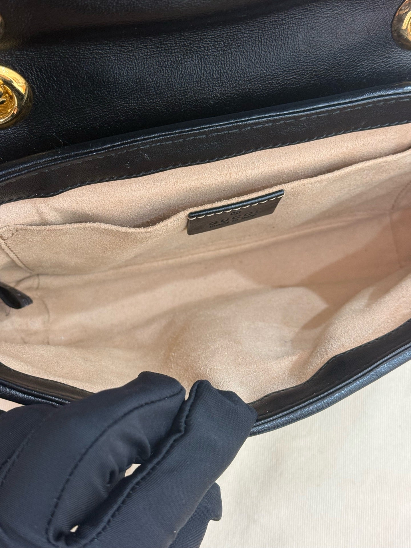 Gucci - GG Marmont 22 - Canvas with leather trim - Beige and Black with Gold-Tone Hardware - (mini)