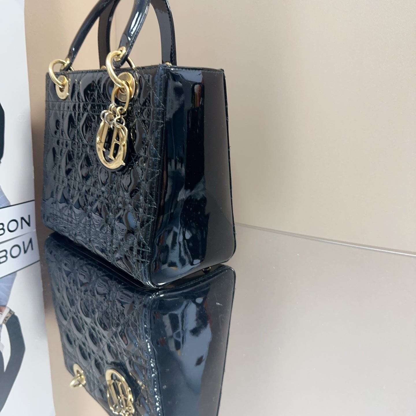 Dior - Lady Dior Medium - Patent leather - Black - (medium)