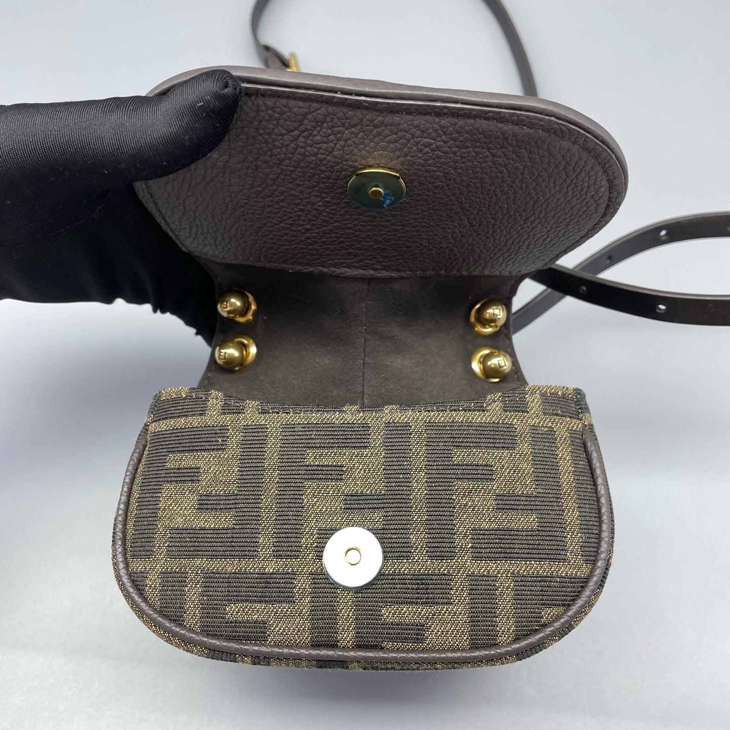 Fendi - Mini Baguette - Canvas and Leather - Brown - (mini)