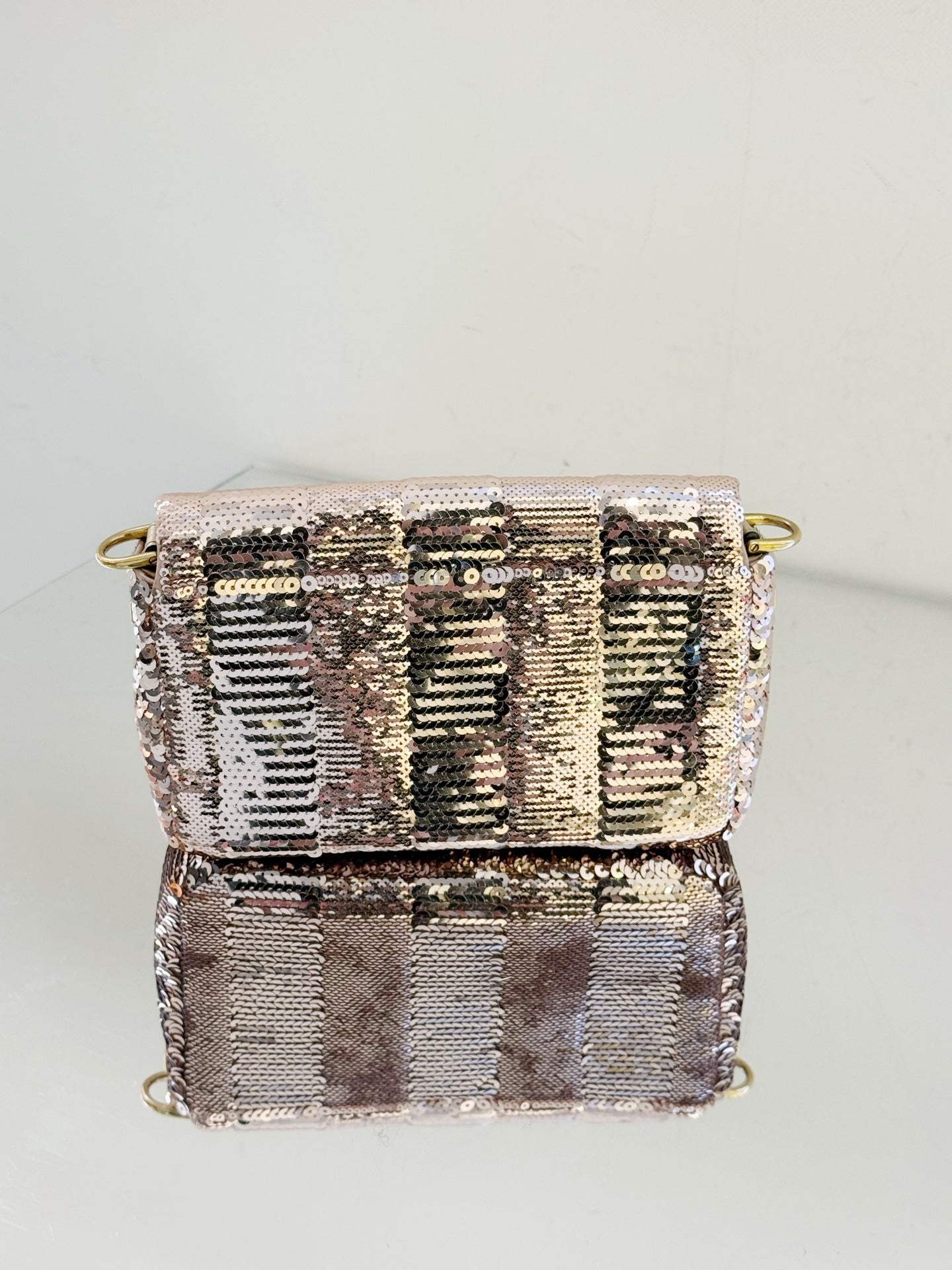 Fendi - Baguette - Sequins on textile base with metallic leather trim - Pink - (mini)