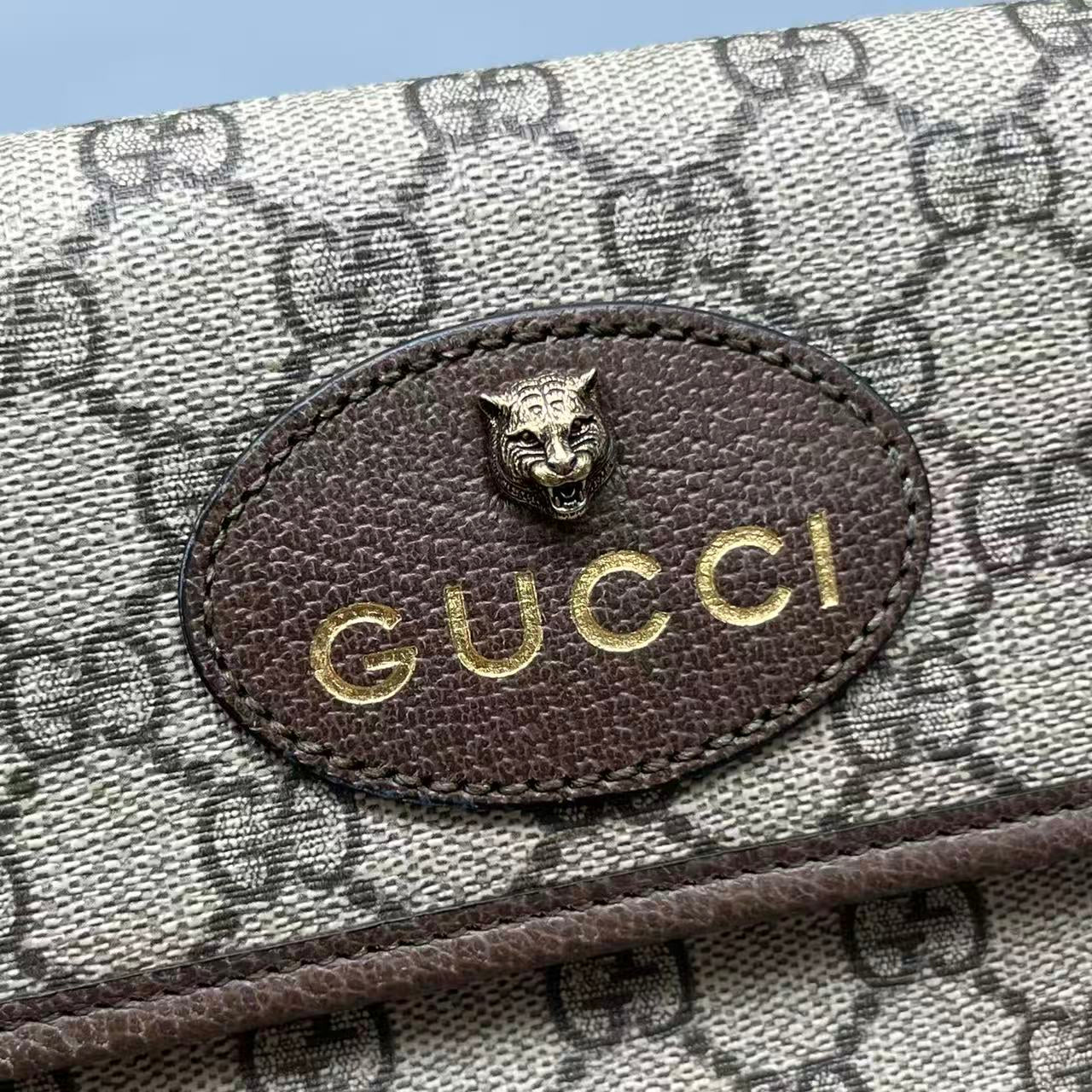 Gucci - Neo Vintage GG Supreme Belt Bag with Tiger Head - GG Supreme canvas with leather trim - Beige with Brown trim and Green/Red Web - (Medium)