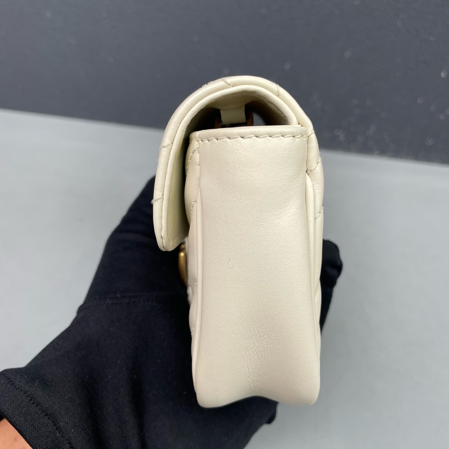 Gucci - GG Marmont Mini Chain Bag - Leather - White - (mini)