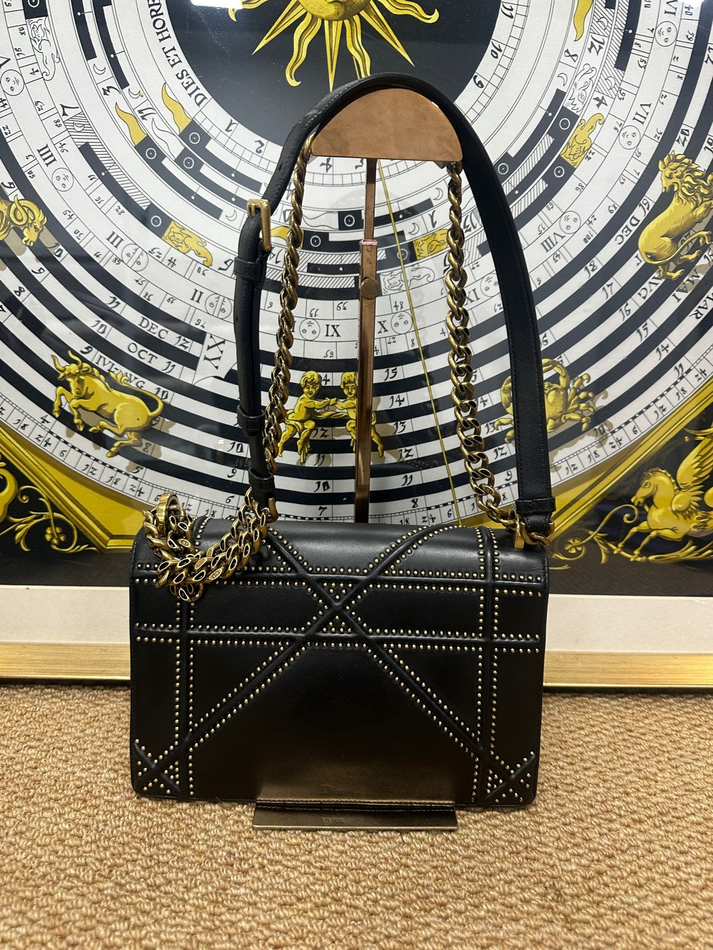 Dior - Black Studded Shield Bag - Leather - Black - (Medium)