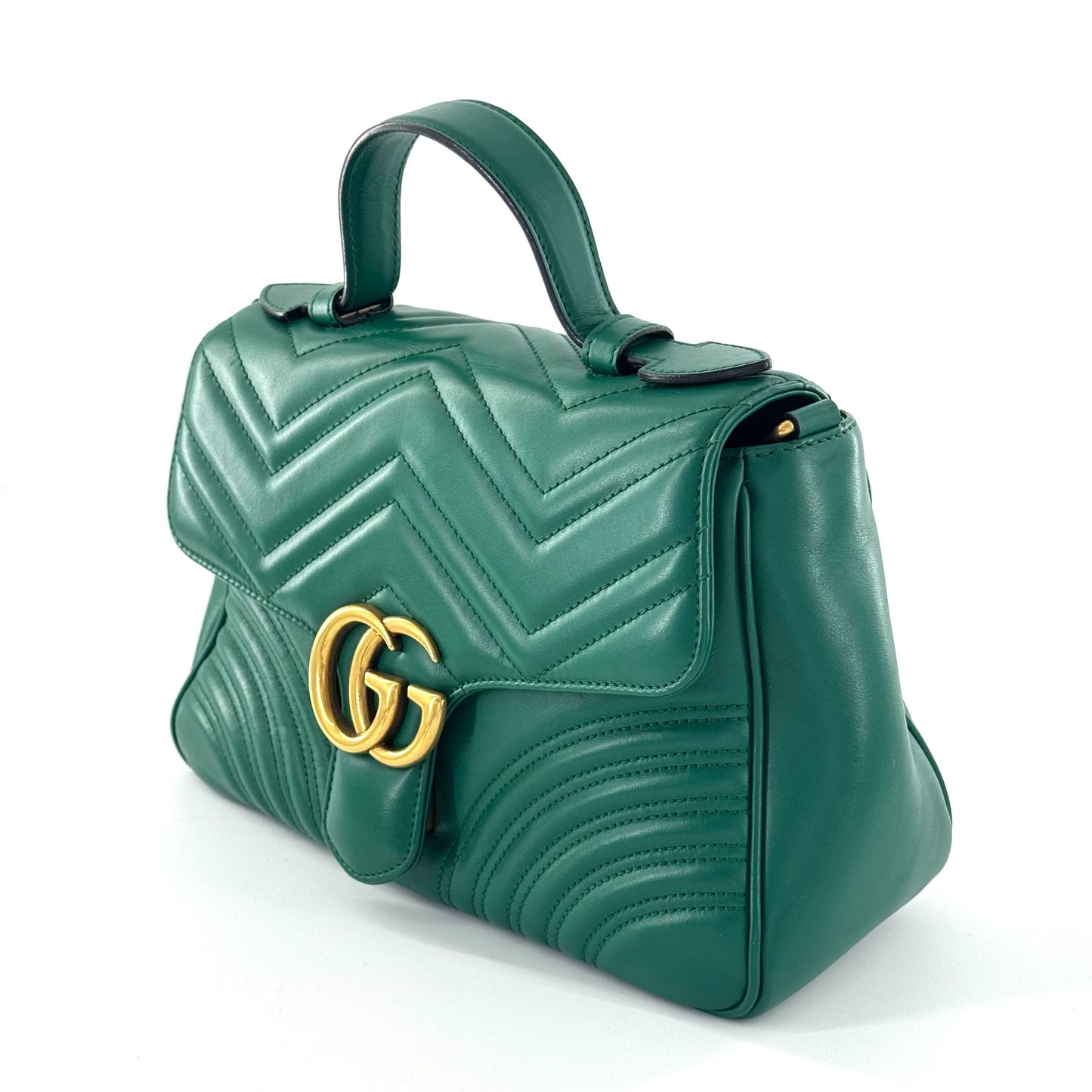 Gucci - Marmont Top Handle - Leather - Green - (medium)