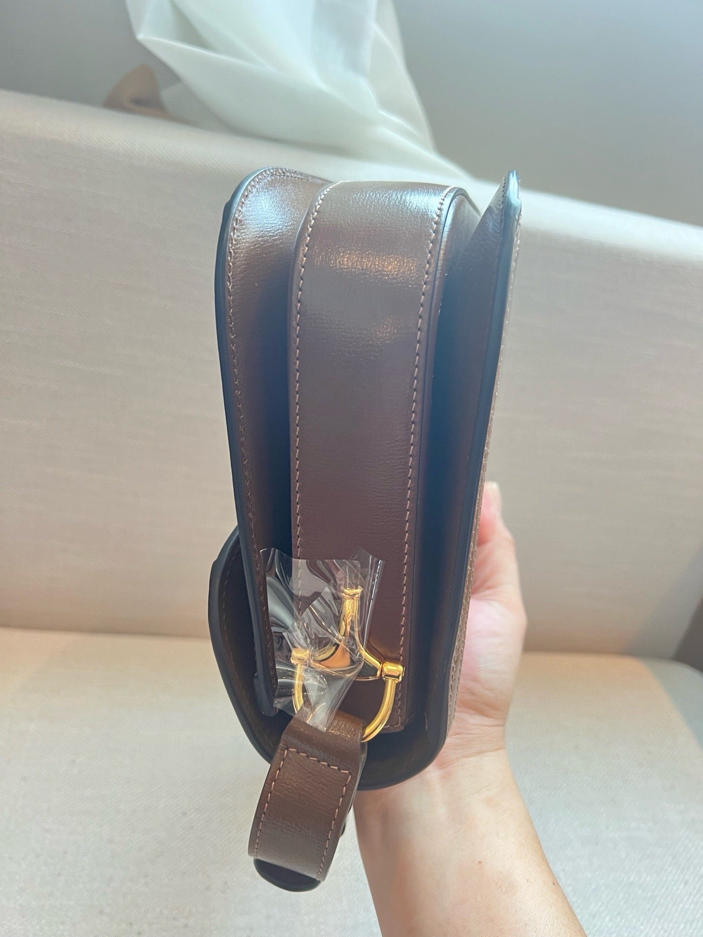 Gucci - 1955 Horsebit Shoulder Bag - GG Supreme canvas with leather trim - Beige and Brown - (Medium)