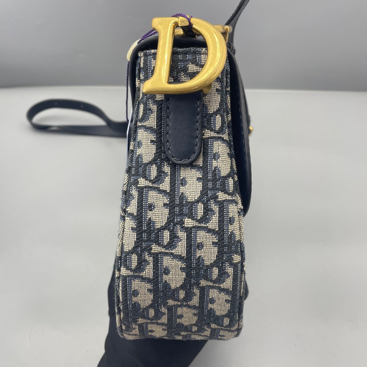 Dior - Saddle Bag - Dior Oblique jacquard canvas with navy blue calfskin leather trim - Blue - (medium)