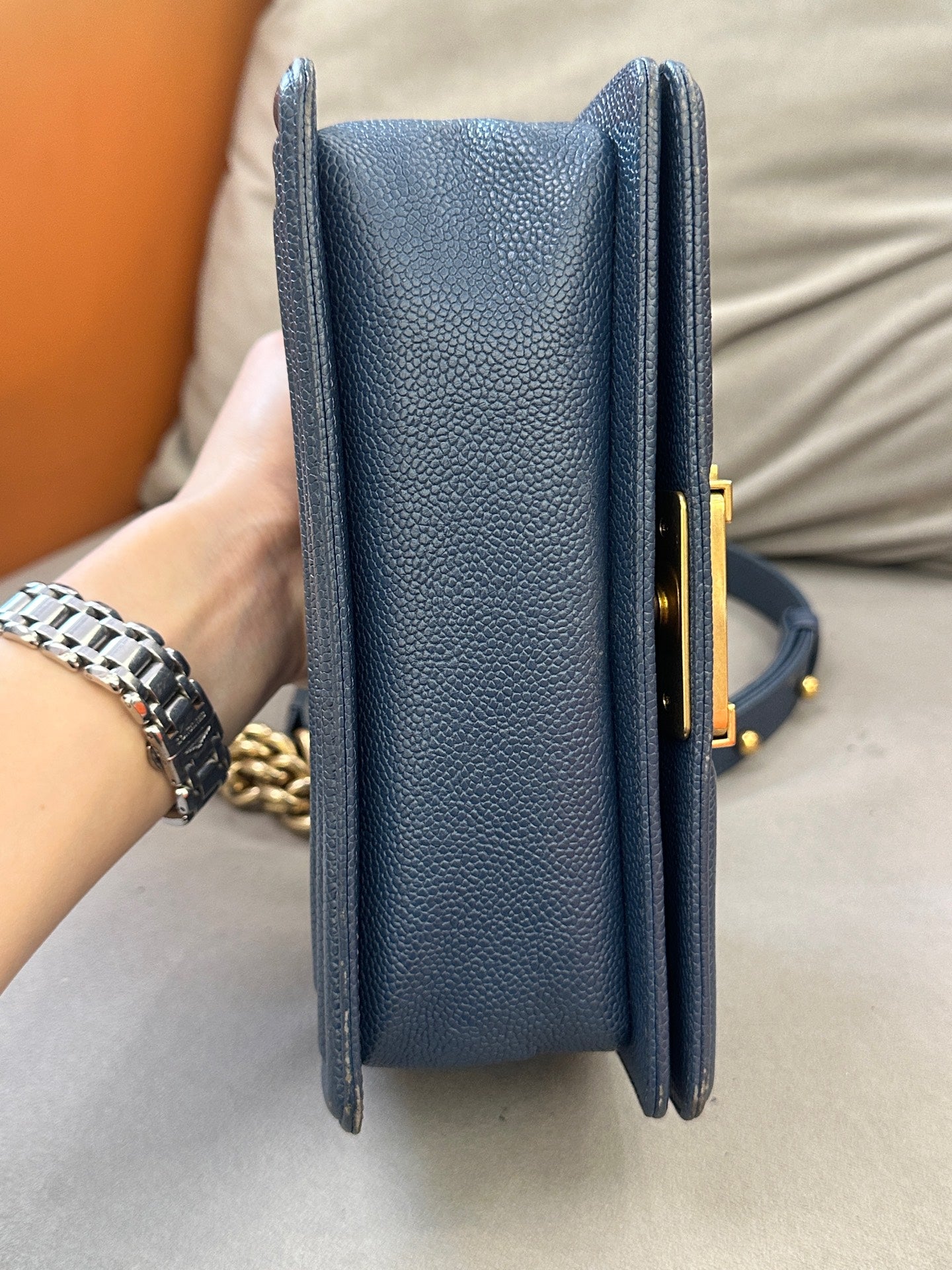 Chanel - Boy Bag Small - Grained calfskin leather - Blue - (Small)