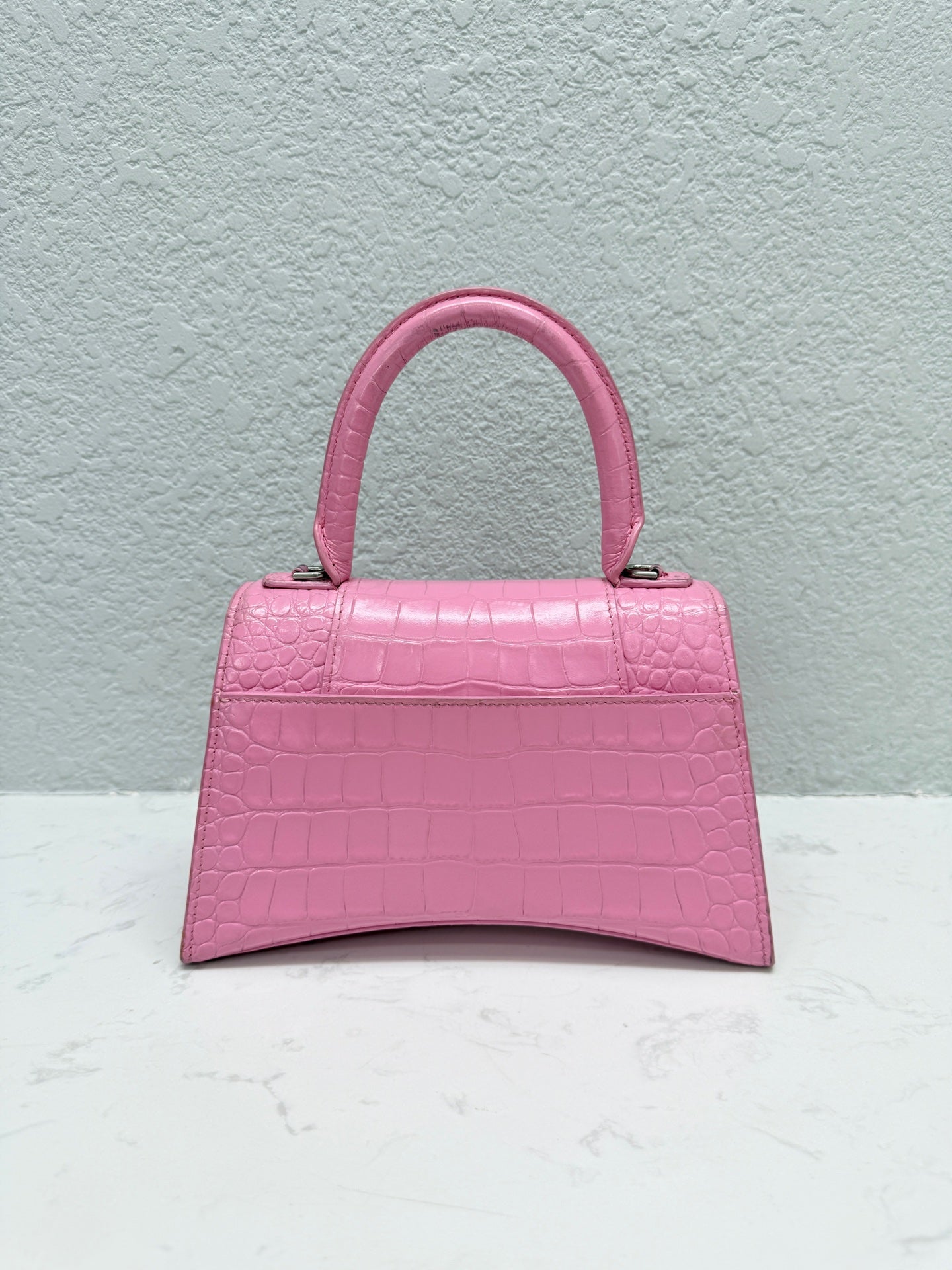 Balenciaga - Hourglass S - Crocodile-embossed calfskin leather - Pink - (small)