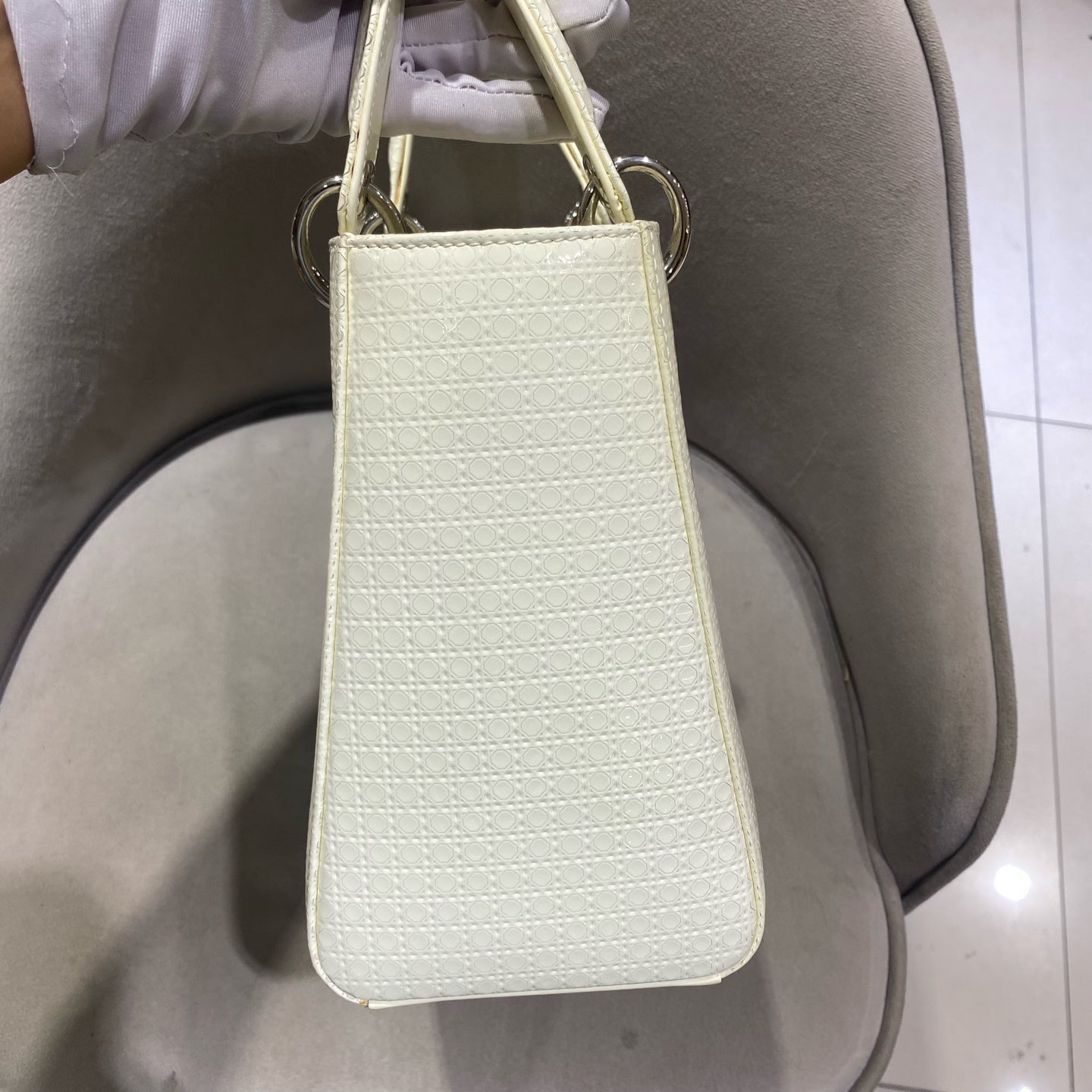 Dior - Lady Dior 5-block - Patent leather - White - (Medium)