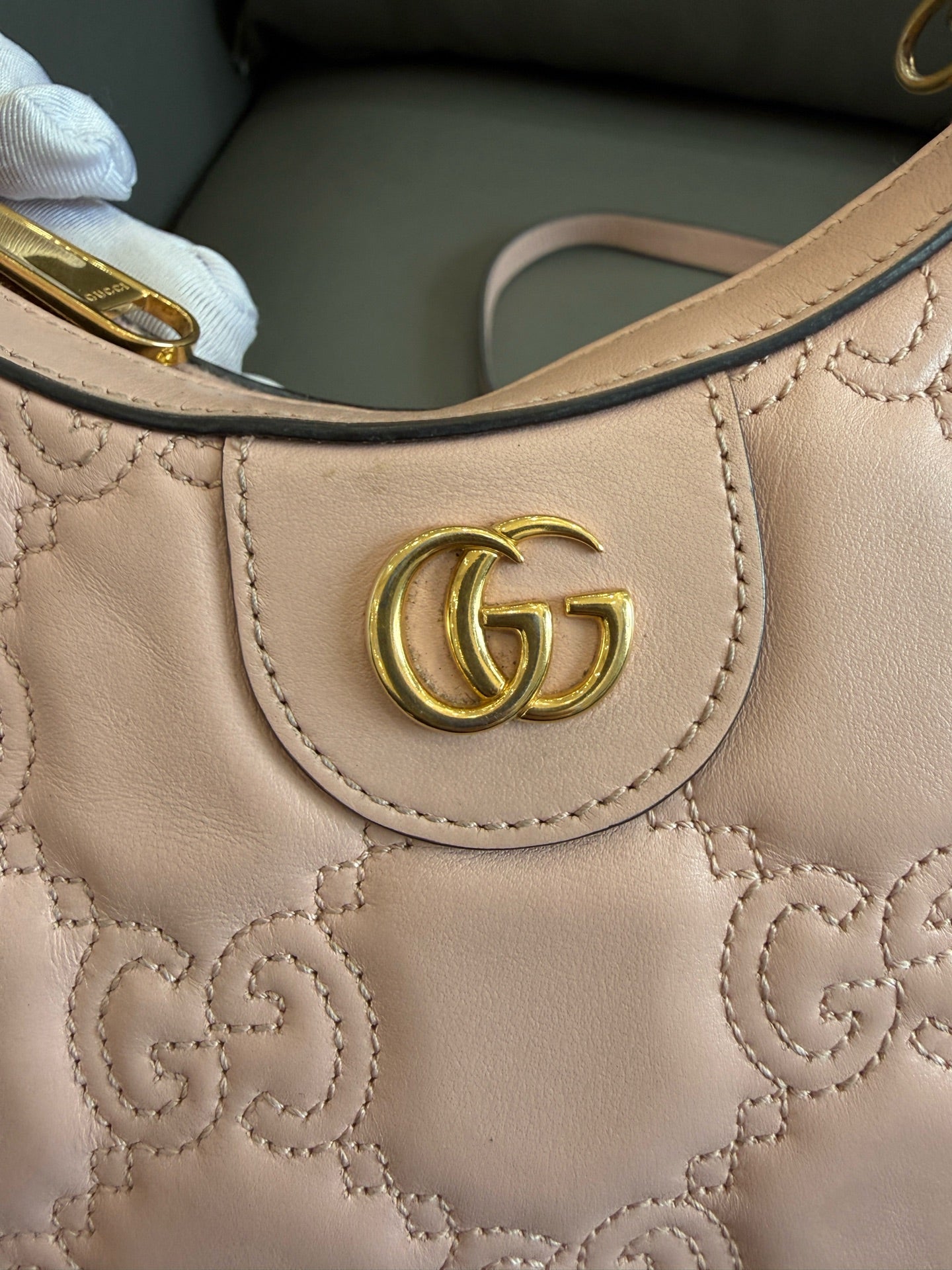 Gucci - Matelasse Crescent Moon Bag - Leather - Pink - (small)