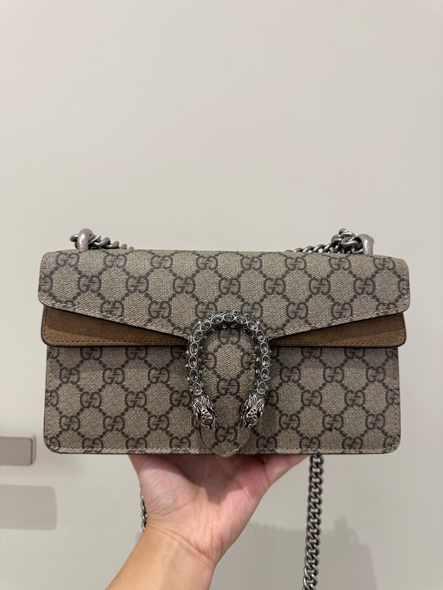 Gucci - Dionysus Small Shoulder Bag - GG Supreme coated canvas and suede - Beige and Camel - (Small)