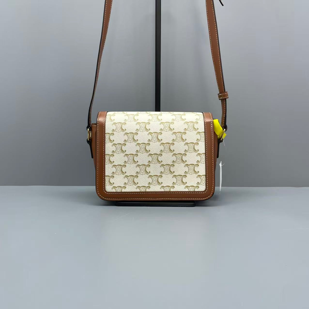 Celine - Teen Triomphe - Coated Canvas and Leather - Caramel and White - (mini)