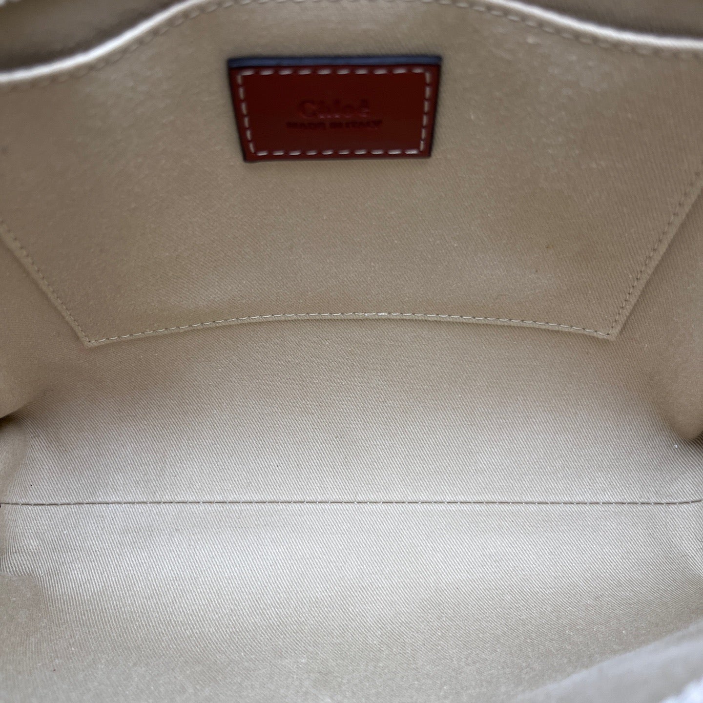 Chloé - Woody Tote Bag - Canvas with Leather trim - Beige - (mini)