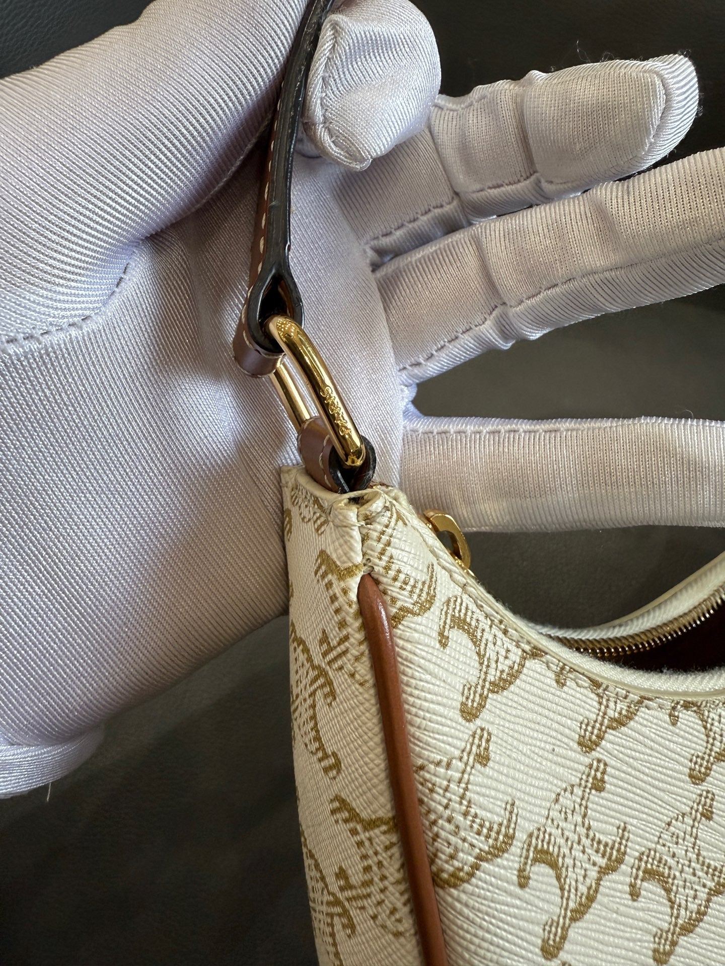 Celine - Ava Bag - Coated canvas with leather trim - White - (mini)