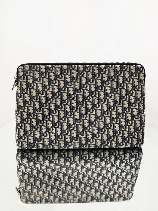 Dior - Oblique Classic Pouch - Canvas - Blue - (medium)