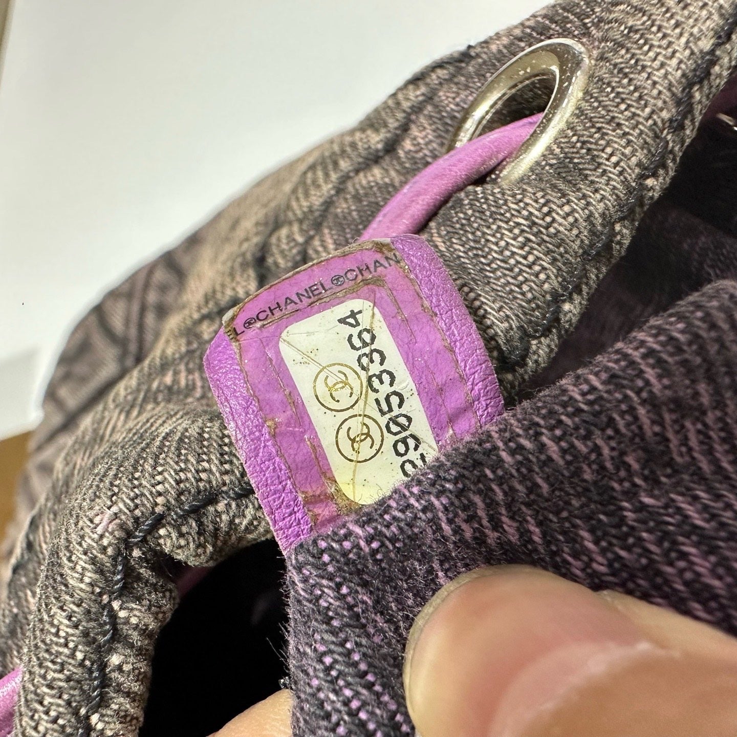 Chanel - Salzburg Washed Denim Drawstring Backpack - Denim with leather trim - Purple - (Small)