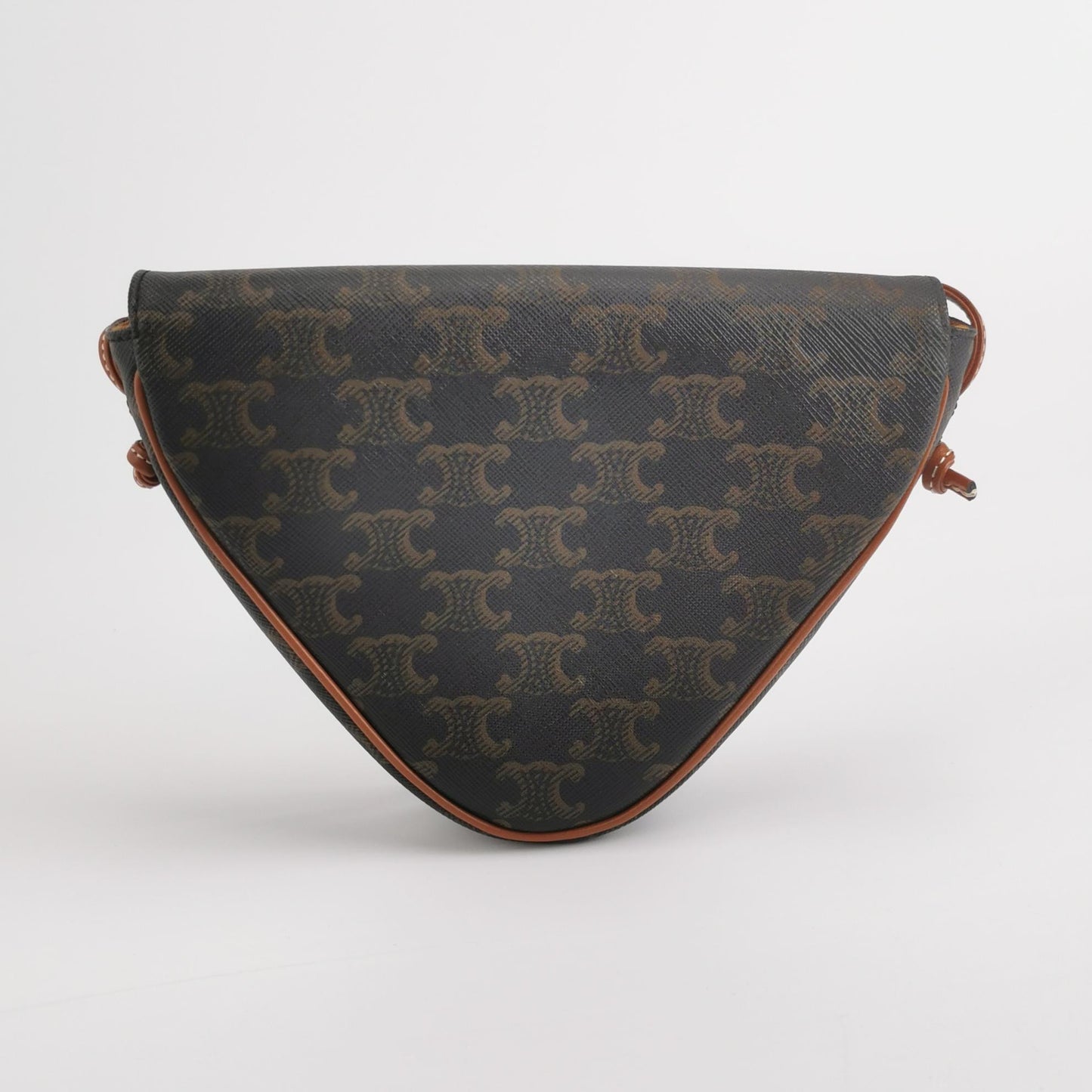 Celine - Triomphe Canvas Triangle Bag - Triomphe Canvas with Calfskin Leather trim - Brown - (mini)