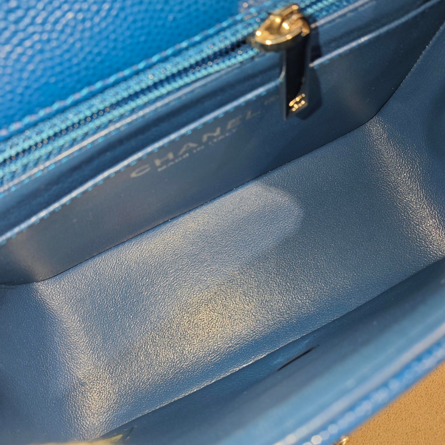 Chanel - Square Mini Flap Bag - Caviar leather - Blue - (mini)