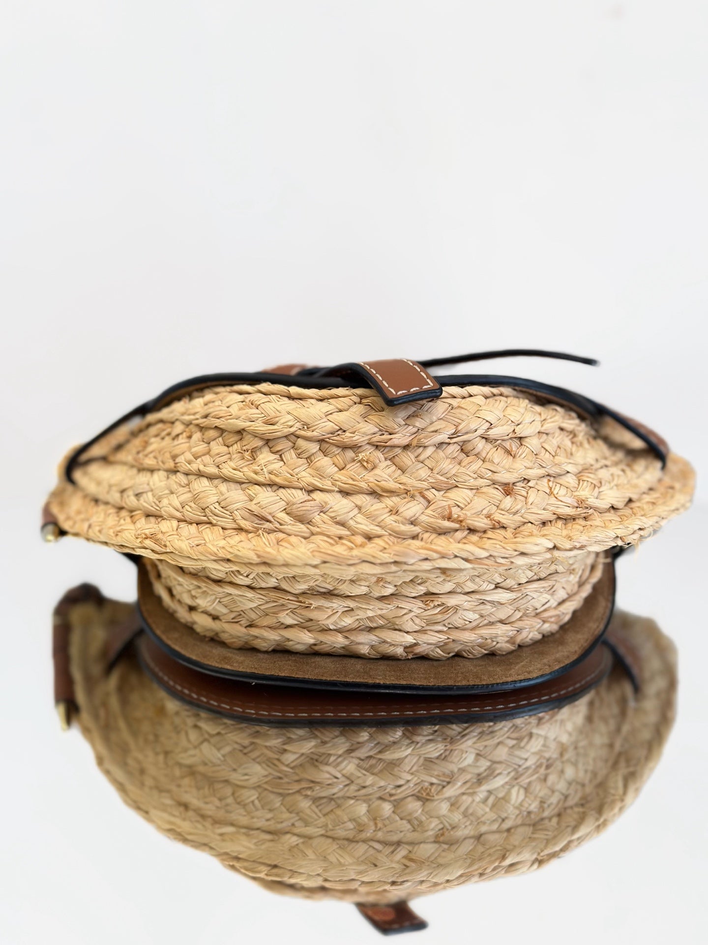 LOEWE - Gate Mini - Cowhide leather and woven straw - Brown - (mini)