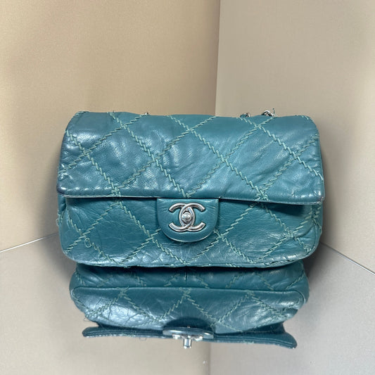 Chanel - Classic Flap with Exposed Stitching - Leather - Green - (small)