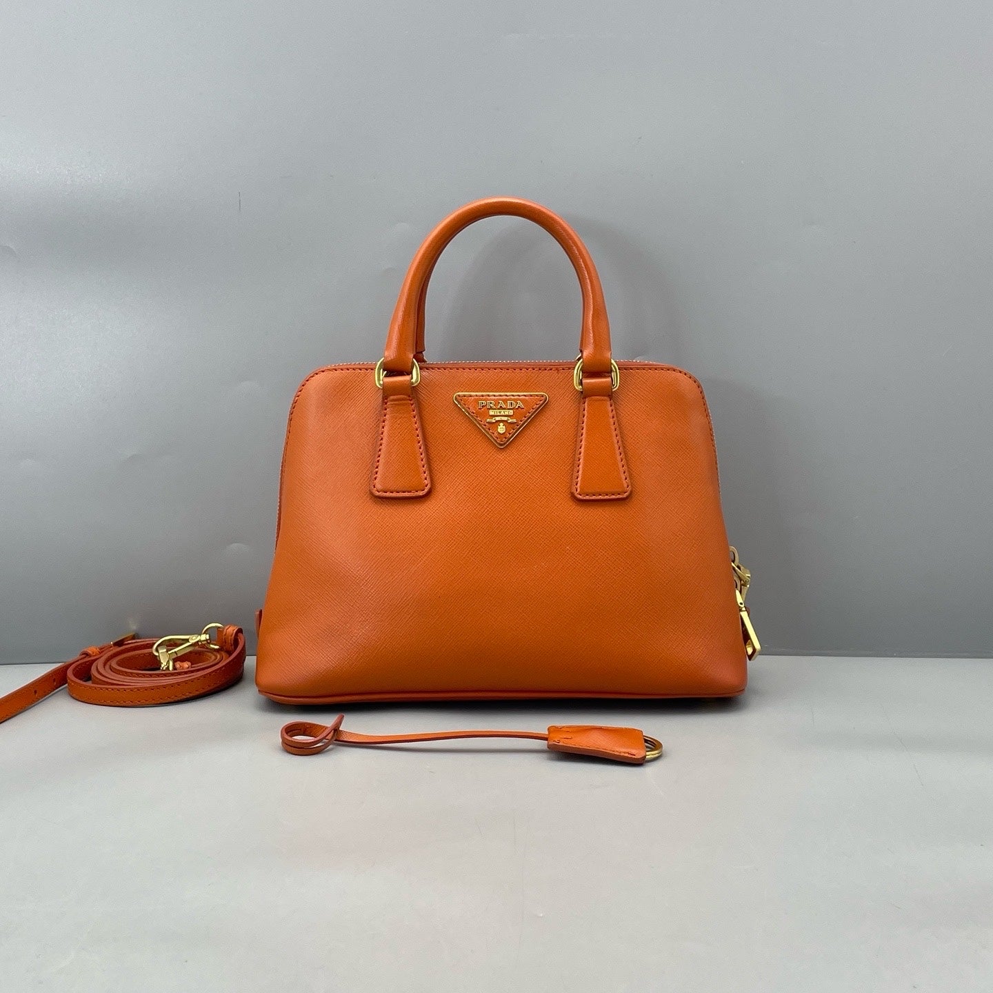 Prada - Saffiano Lux Satchel - Leather - Orange - (small)