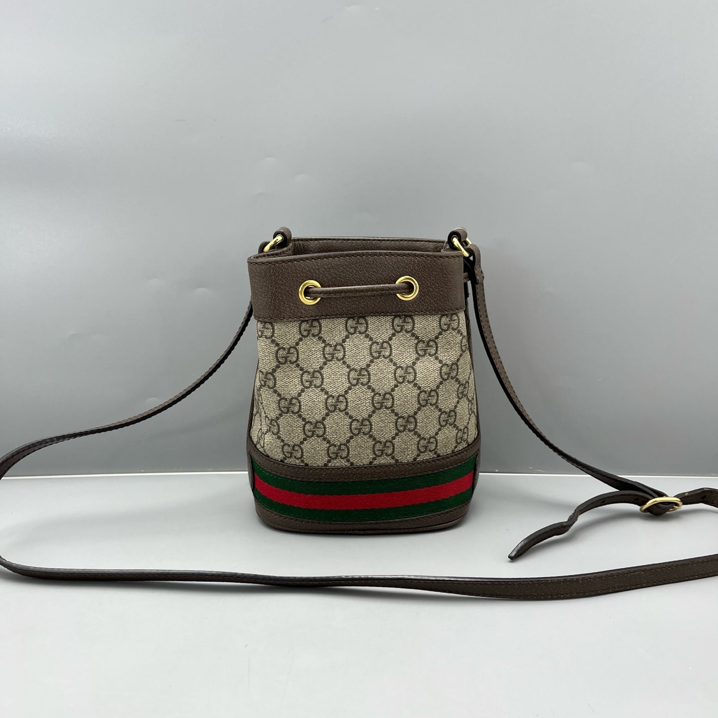 Gucci - Ophidia Mini Bucket Bag - GG Supreme canvas with leather trim - Brown - (mini)
