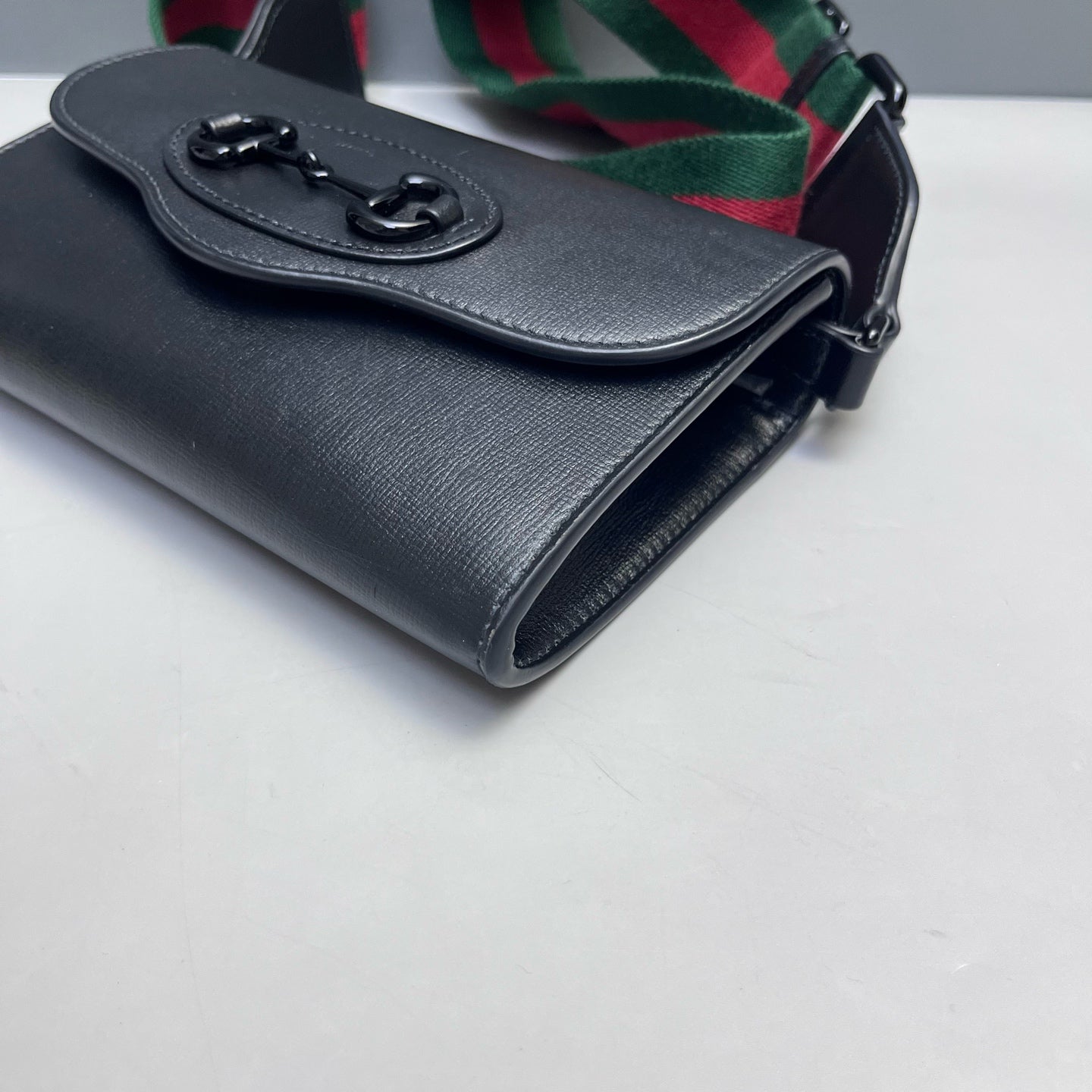 Gucci - Horsebit 1955 Wallet on Chain (WOC) - Grained leather - Black - (mini)