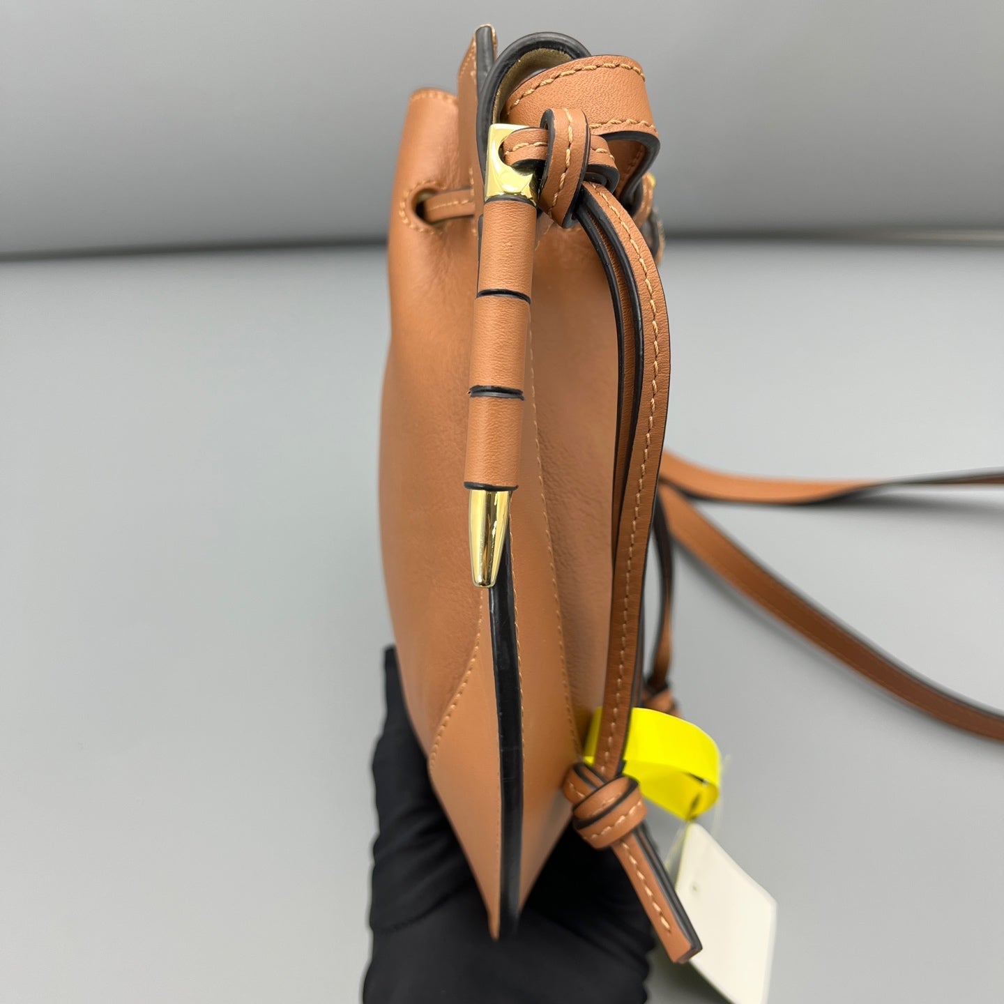 Loewe - Disc Bucket Bag - Pebbled leather and smooth leather trim, suede interior - Caramel - (Small)