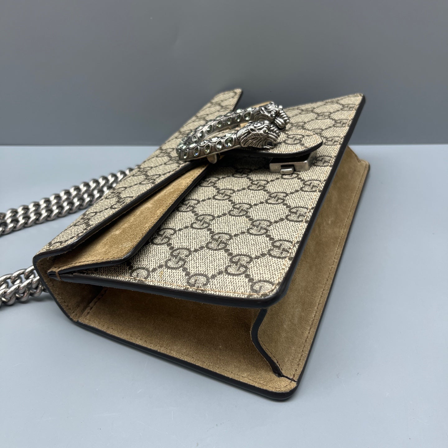 Gucci - Dionysus Shoulder Bag - GG Supreme canvas with suede trim - Beige and Brown - (medium)
