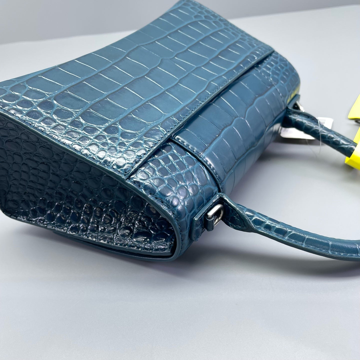 Balenciaga - Hourglass S Bag - Crocodile-embossed leather - Blue - (mini)