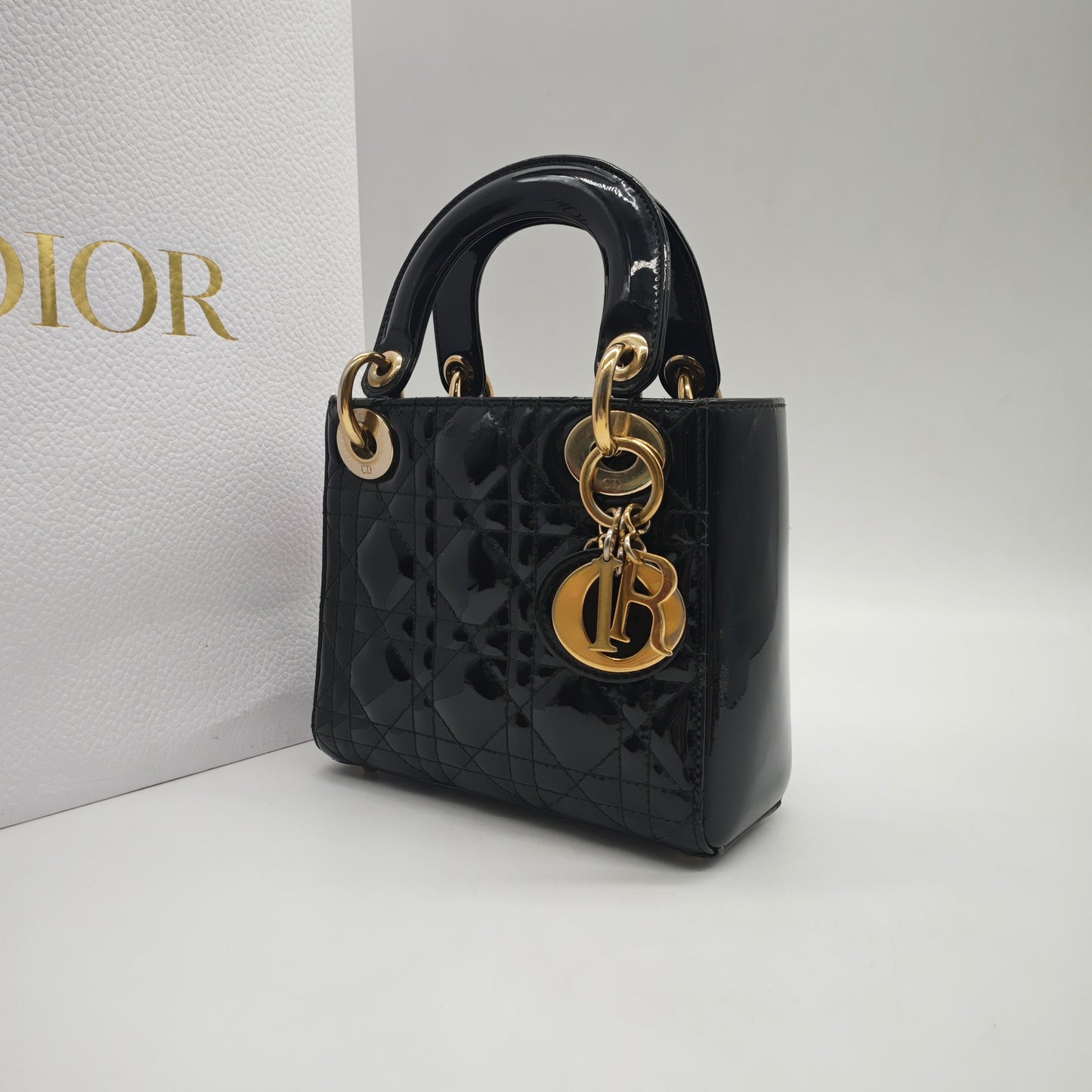 Dior - Lady Dior Mini - Patent leather - Black - (Mini)