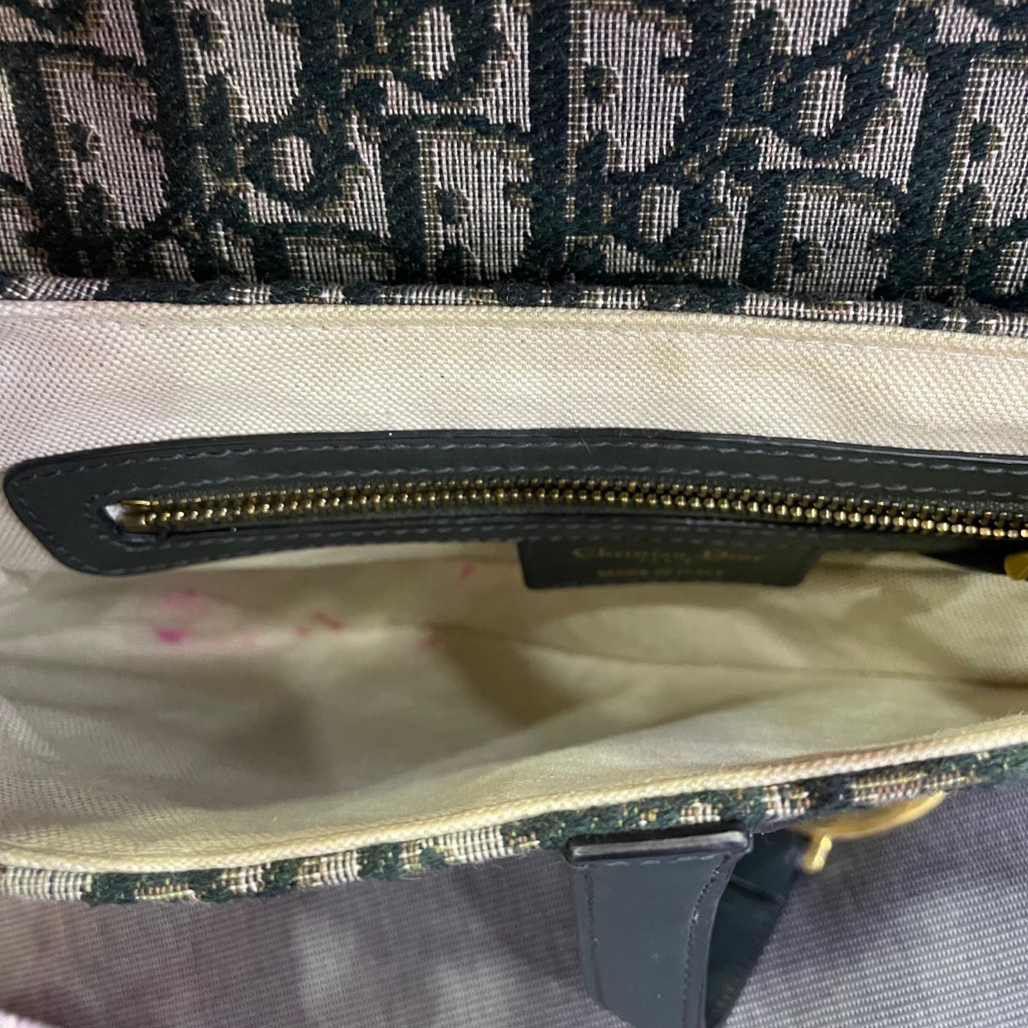 Dior - Saddle bag - Oblique canvas with leather trim - Blue - (medium)