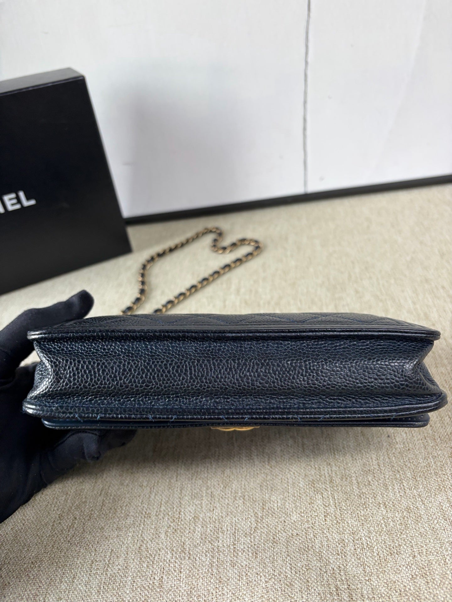 Chanel - Boy WOC (Wallet on Chain) - Grained calfskin leather - Blue - (mini)