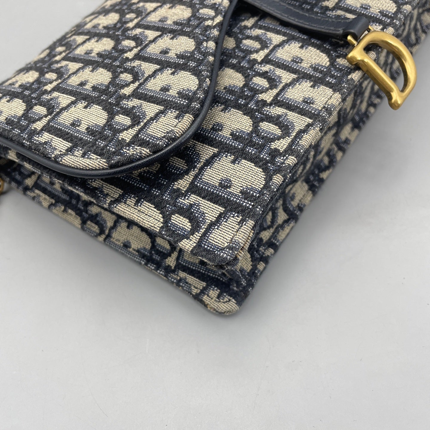 Dior - Dior Oblique Wallet on Chain - Canvas - Blue - (mini)
