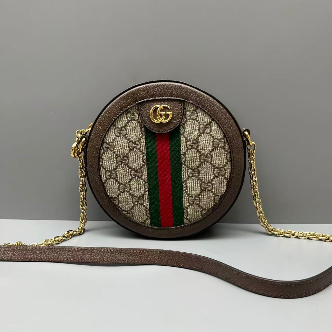 Gucci - Ophidia Round Mini Bag - Coated canvas and Leather - Brown - (mini)