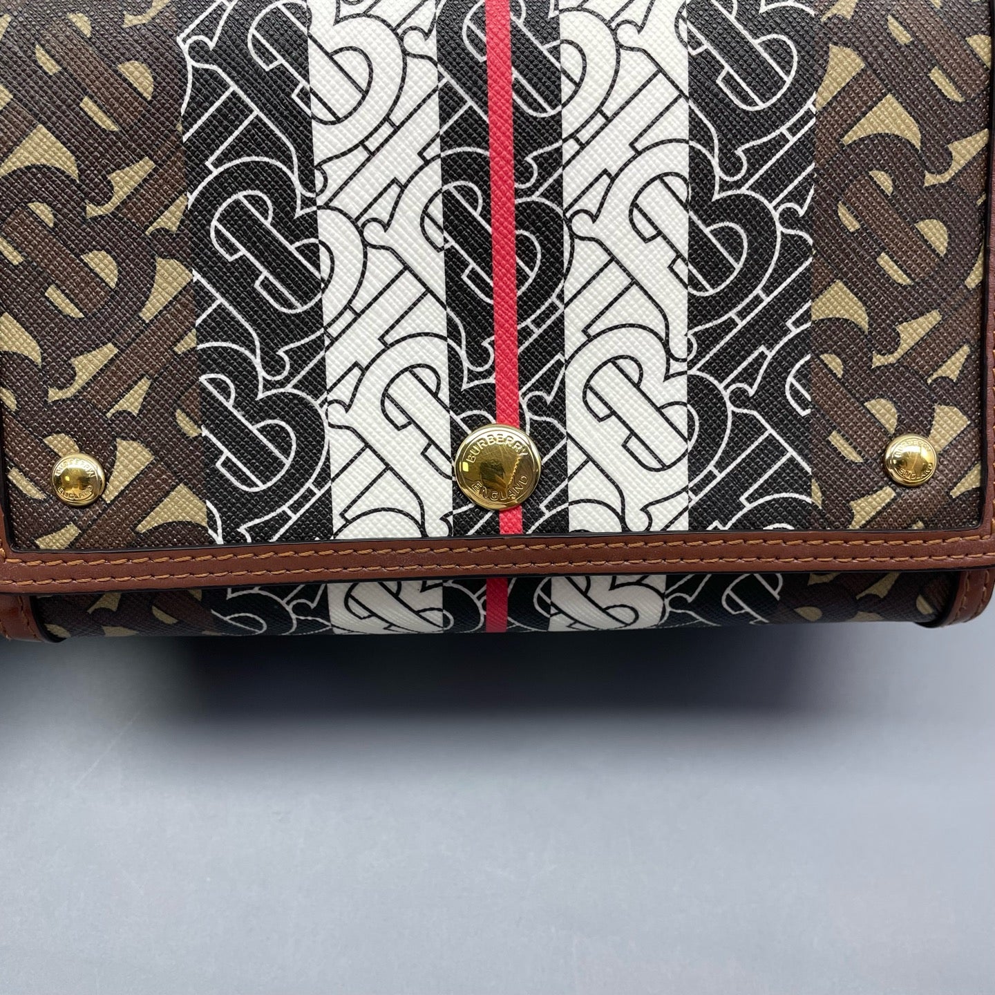 Burberry - TB Monogram Flap Shoulder Bag - Coated Canvas with Leather trim - Multicolour - (small)