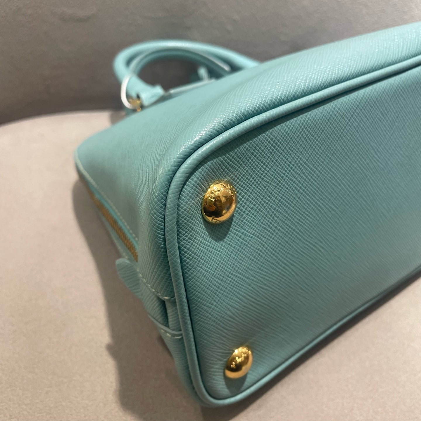 Prada - Saffiano Lux Dome Bag - Saffiano leather - Lake Blue - (Small)