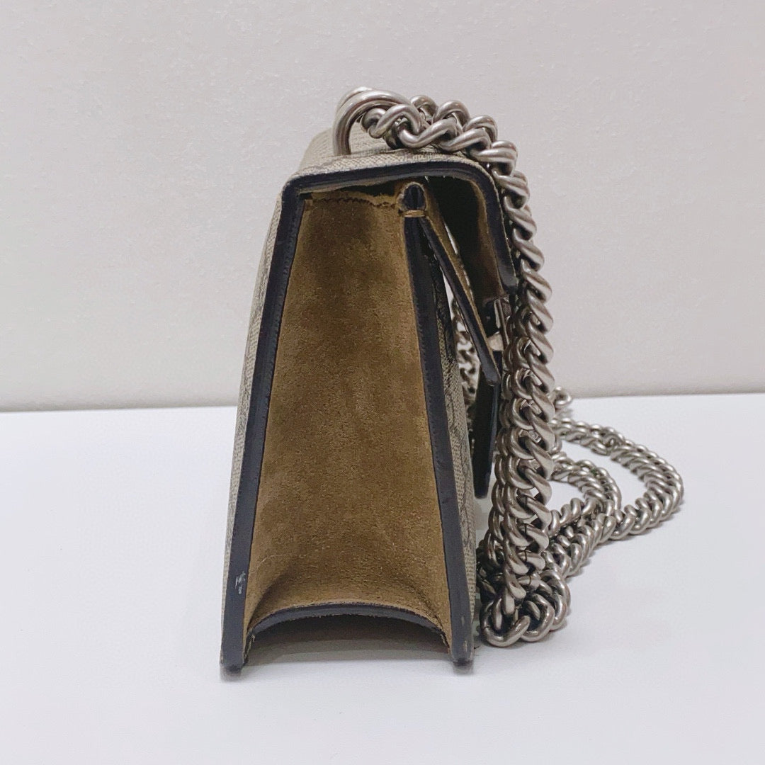 Gucci - Dionysus Small Shoulder Bag - GG Supreme coated canvas and suede - Beige and Camel - (Small)