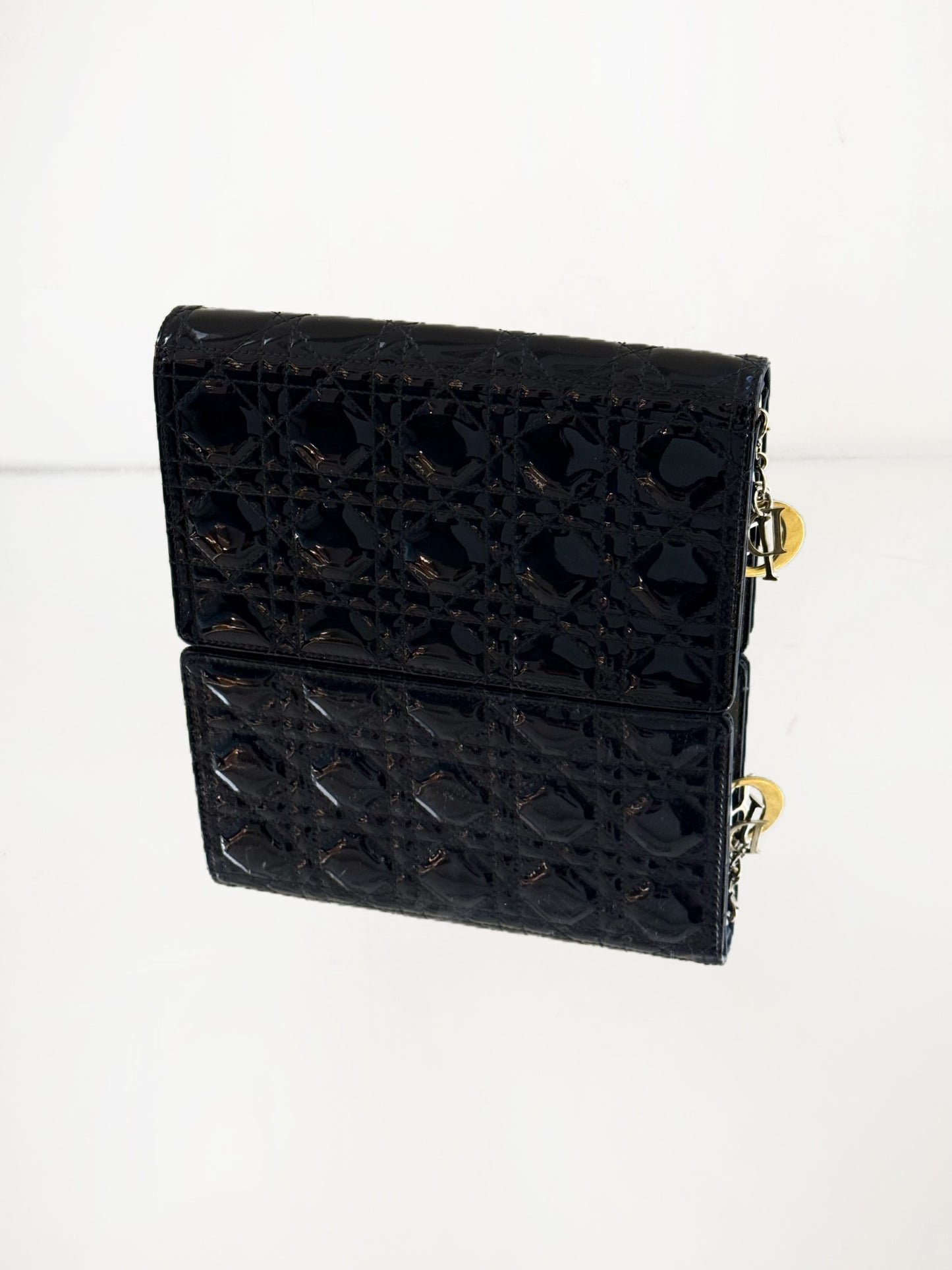 Dior - Lady Dior Cannage Chain Pouch 3-in-1 - Patent leather - Black - (mini)