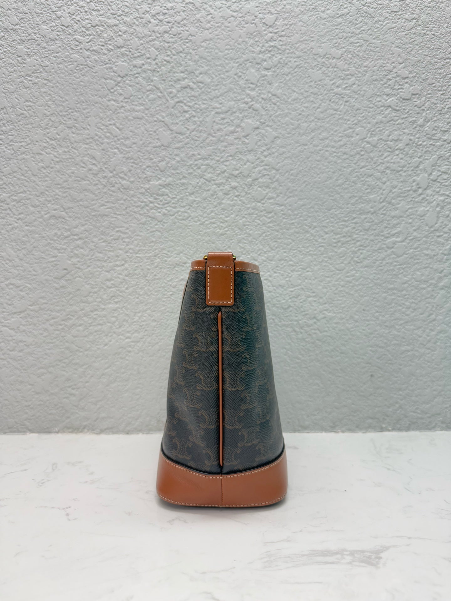 Celine - Small Triomphe Canvas Bucket Bag - Coated canvas and leather - Brown - (Small)