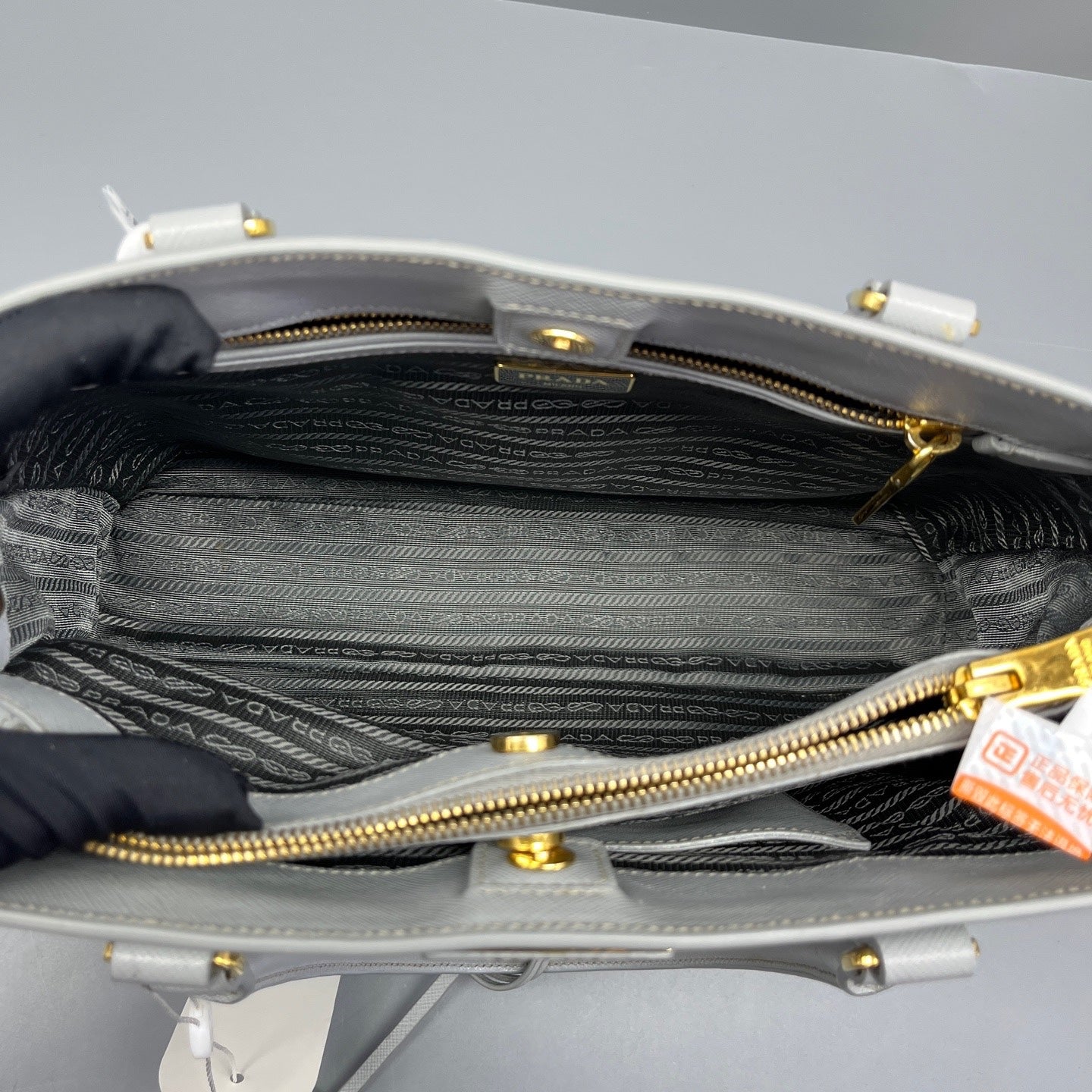 Prada - Galleria Bag (Saffiano Lux Double Zip Tote) - Saffiano leather - Blue-grey - (Medium)