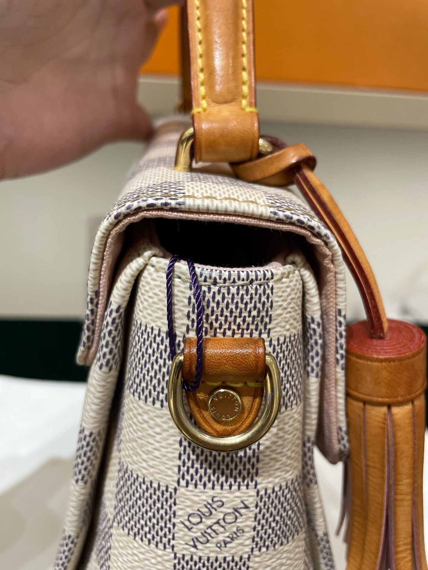 Louis Vuitton - Croisette - Damier Azur coated canvas with natural Vachetta leather trim - White - (Small)