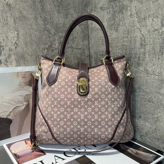 Louis Vuitton - Monogram Denim Framed Bag - Denim with leather trim - Raspberry with Burgundy accents - (Medium)