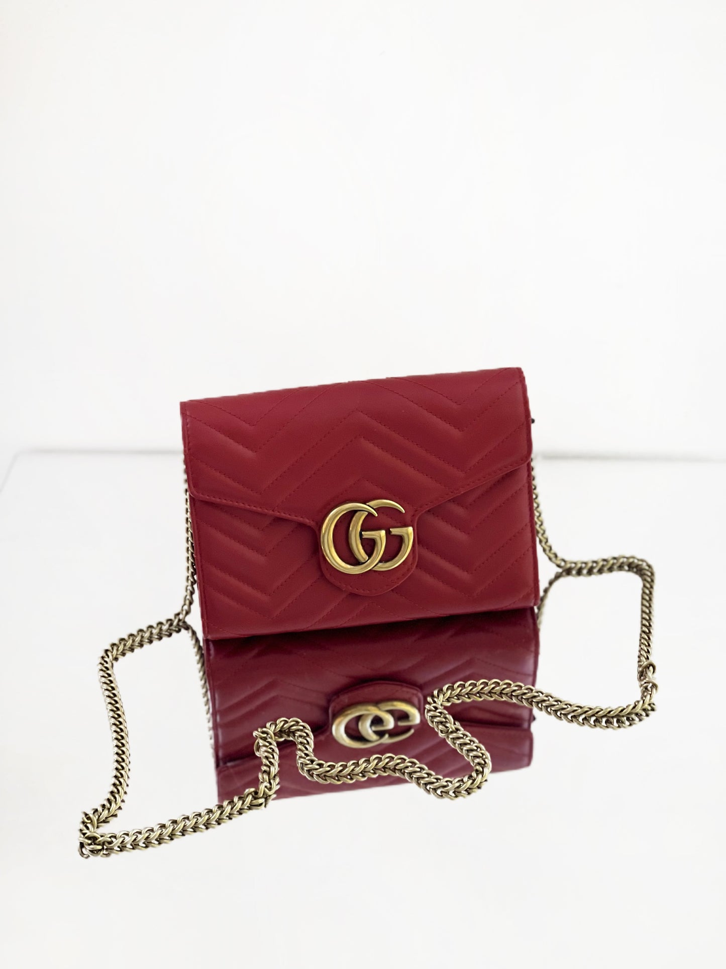 Gucci - Marmont WOC (Wallet on Chain) - Leather - Red - (mini)