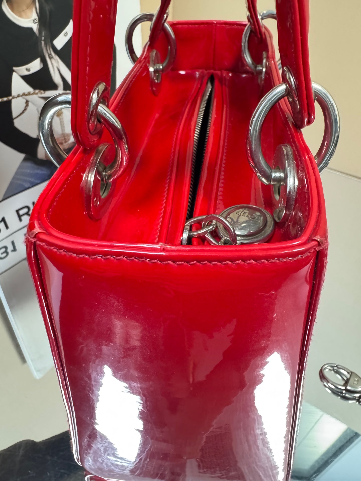 Dior - Lady Dior - Patent leather - Red - (Medium)