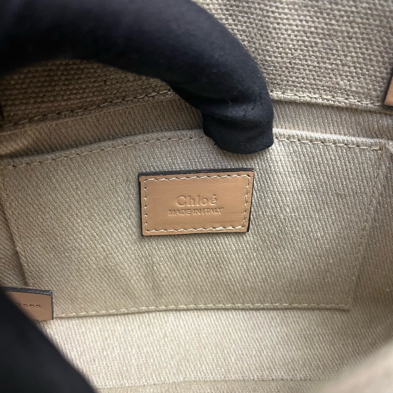 Chloe - Woody Mini Tote Bag - Canvas with calfskin leather trim - Beige with natural tan leather - (mini)