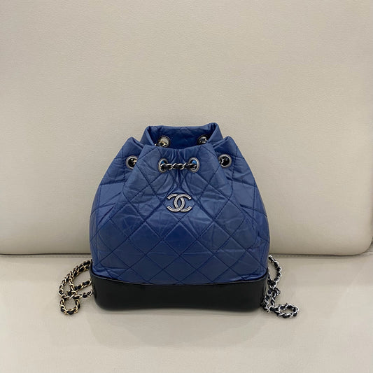 Chanel - Gabrielle Backpack Small - Aged calfskin and smooth calfskin leather - Blue and Black - (small)
