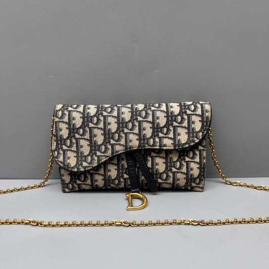 Dior - Saddle Wallet On Chain - Cloth - Multicolour - (mini)