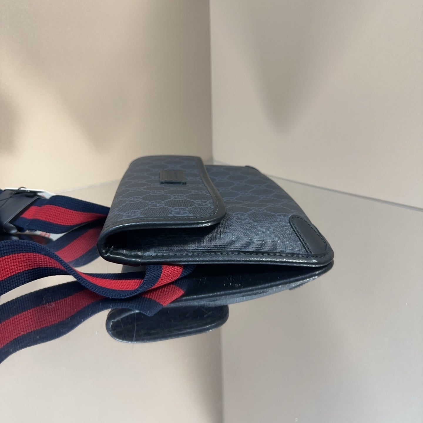 Gucci - GG Supreme Belt Bag - Coated canvas with leather trim - Black - (Small)