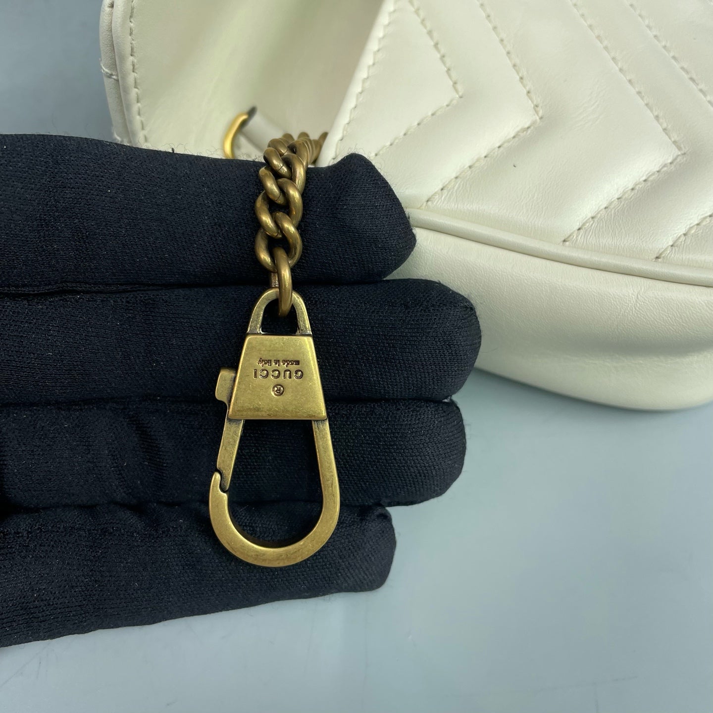 Gucci - GG Marmont Mini Chain Bag - Leather - White - (mini)